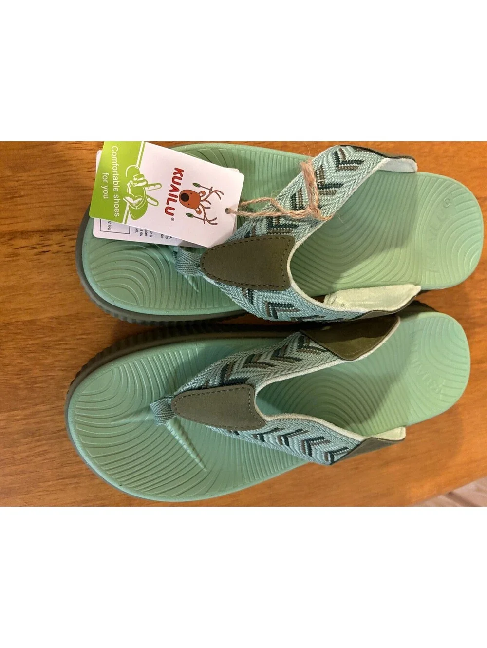 Kuaillu Women's Green Sandal Flip Flops Size US 8.5 EU 39